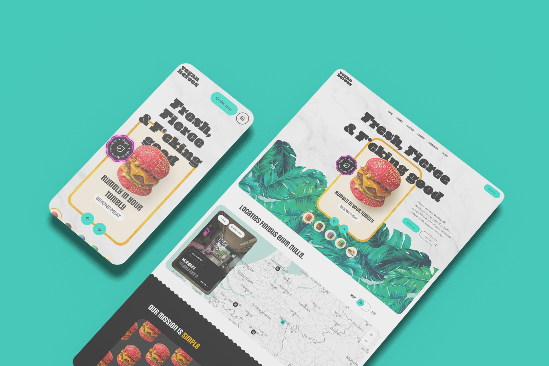 Project thumbnail van Vegan Heroes – WordPress website en shop